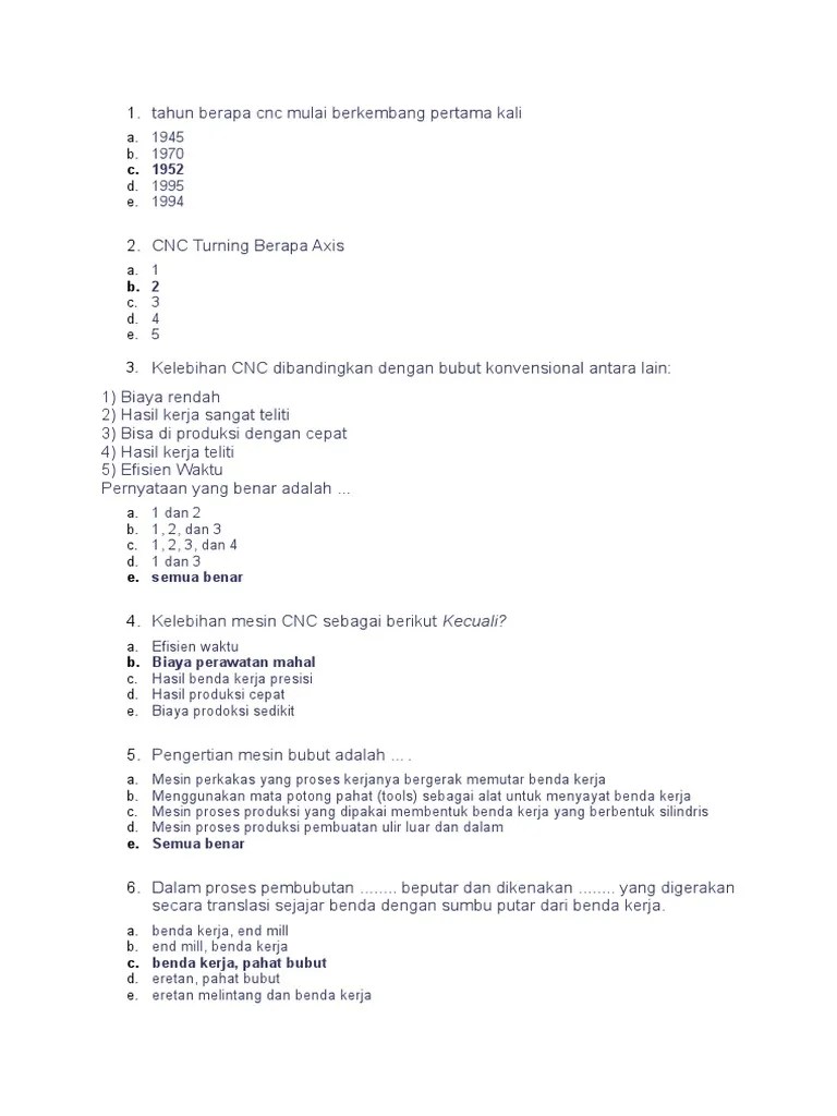 Soal UAS CNC XI | PDF