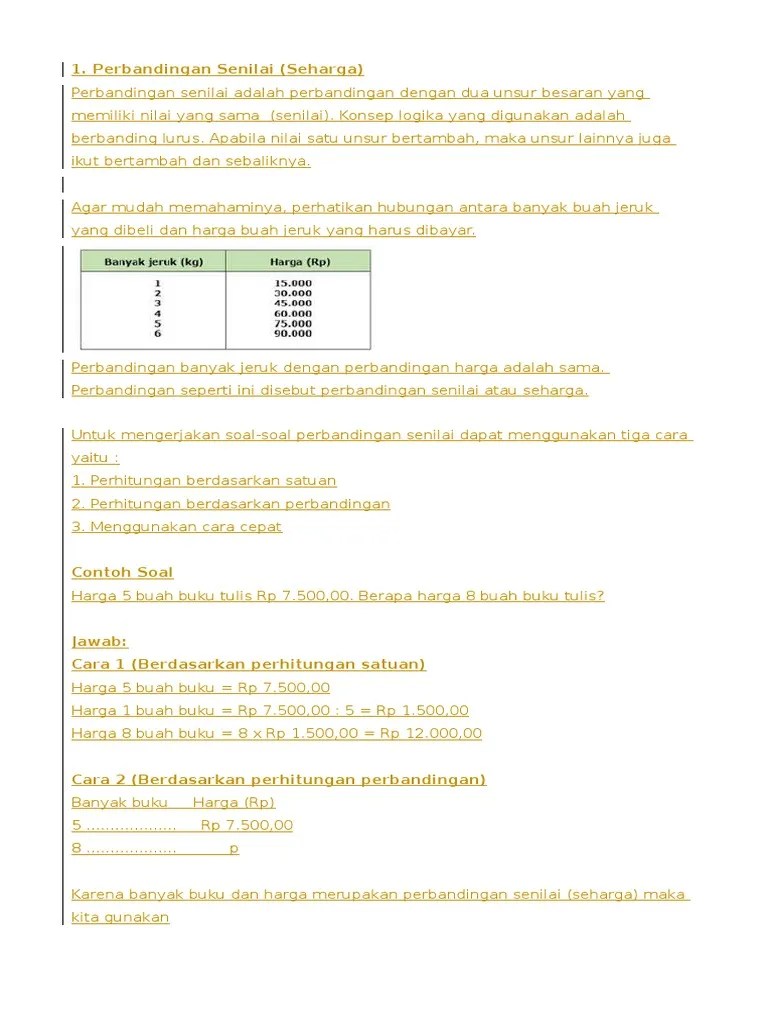 perbandingan senilai