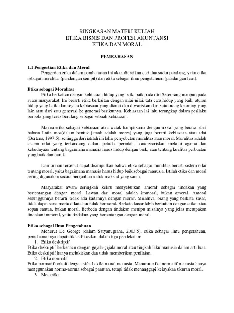 Moral Dan Etika (Etika Bisnis) | PDF