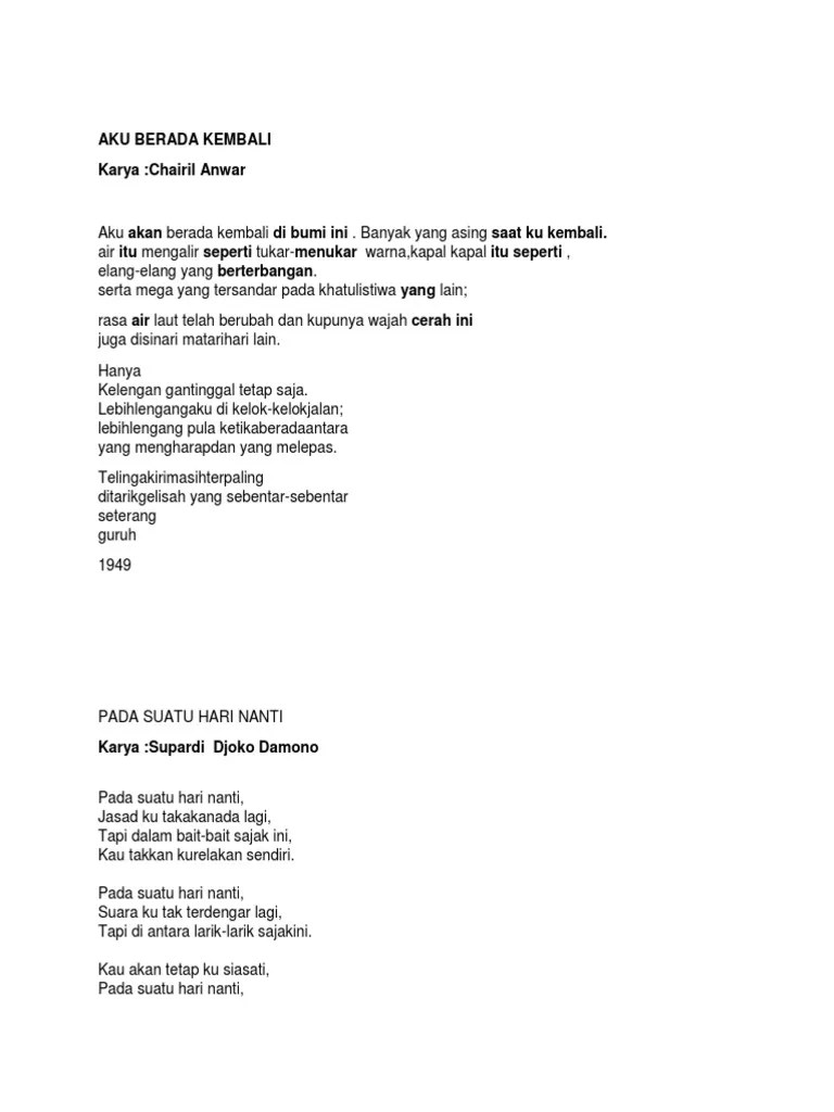 Kumpulan Puisi Dari 10 Pengarang Puisi Terkenal Di Indonesia | PDF