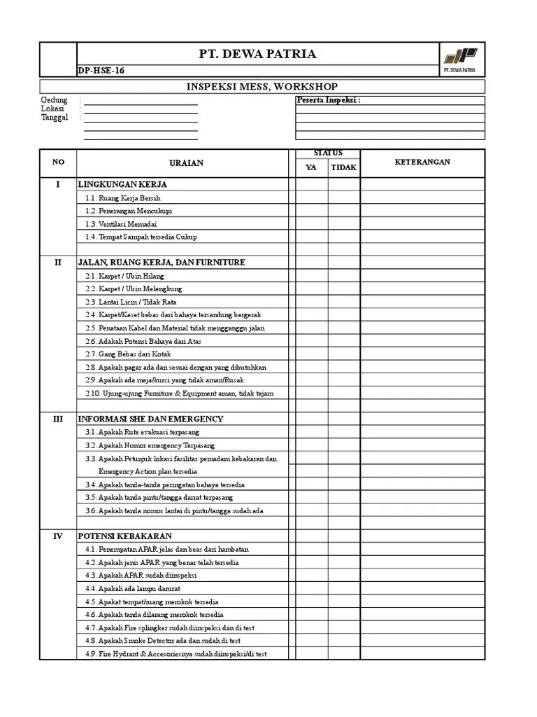 DP - Form - Inspeksi Gedung | PDF