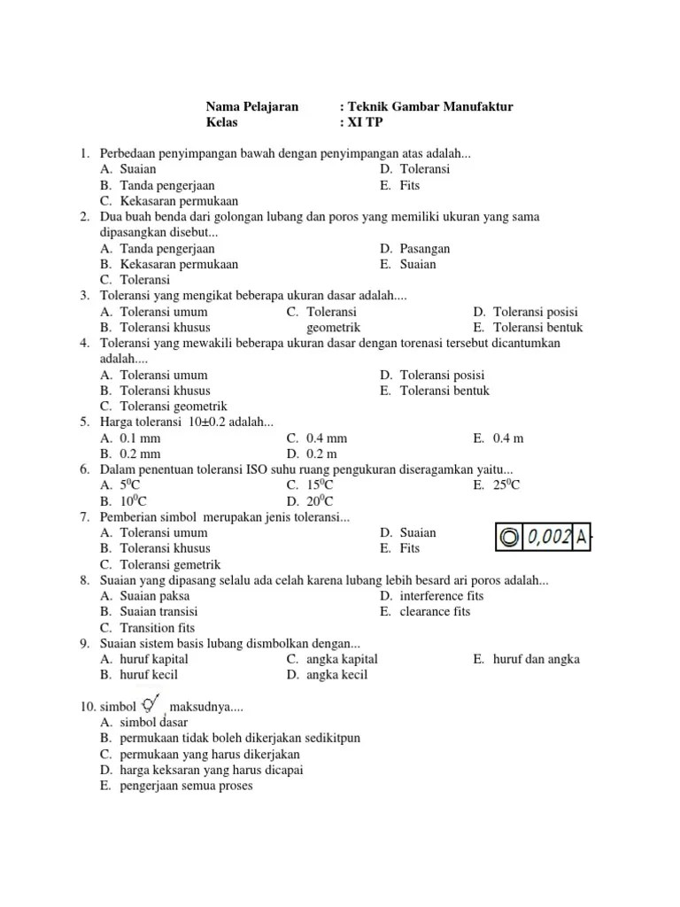 UAS Gambar Manufaktur | PDF