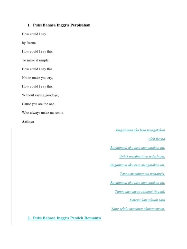 Puisi Perpisahan Sekolah Dalam Bahasa Inggris Dan Artinya