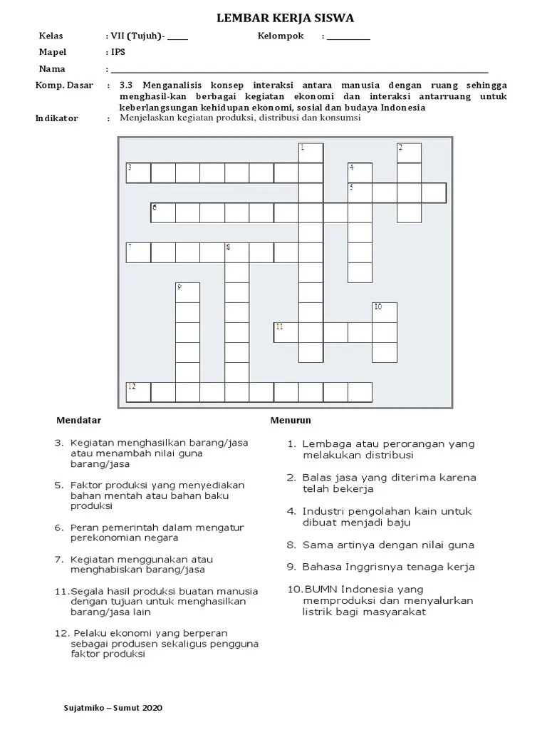 LKS 21 Ips 7 TTS Kegiatan Ekonomi | PDF