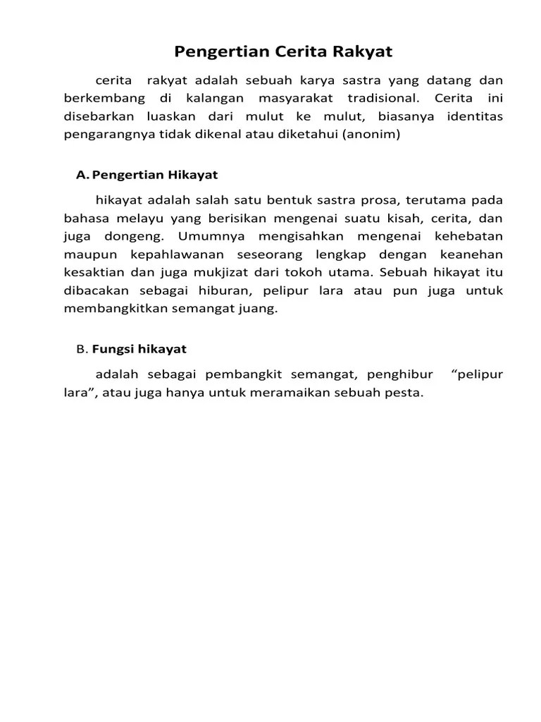 Cerita Pengertian Rakyat | PDF