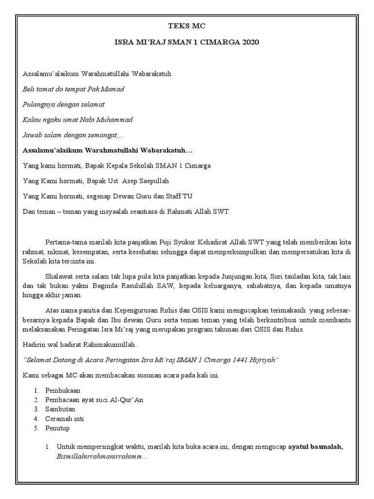 Teks MC Isra Miraj 2020 | PDF