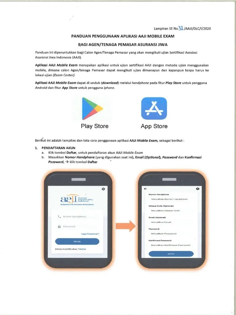 Panduan Metode Ujian Mobile Exam AAJI | PDF