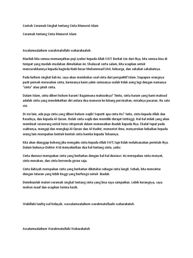 Contoh Ceramah Tentang Cinta Menurut Islam