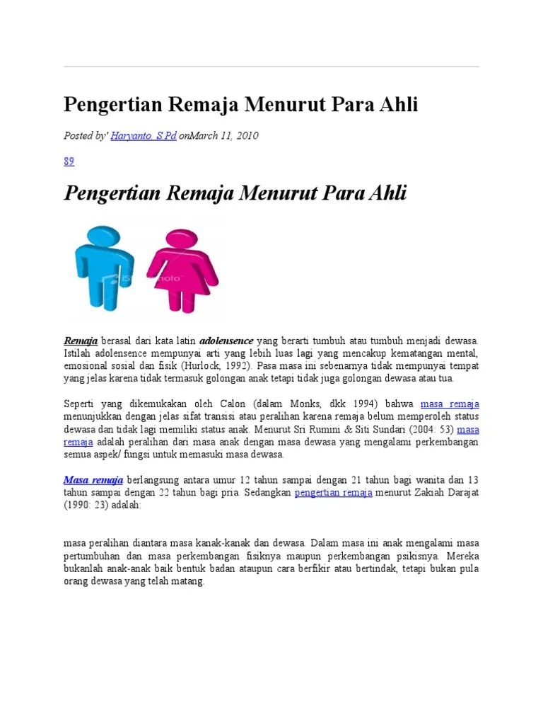Pengertian Remaja Menurut para Ahli | PDF