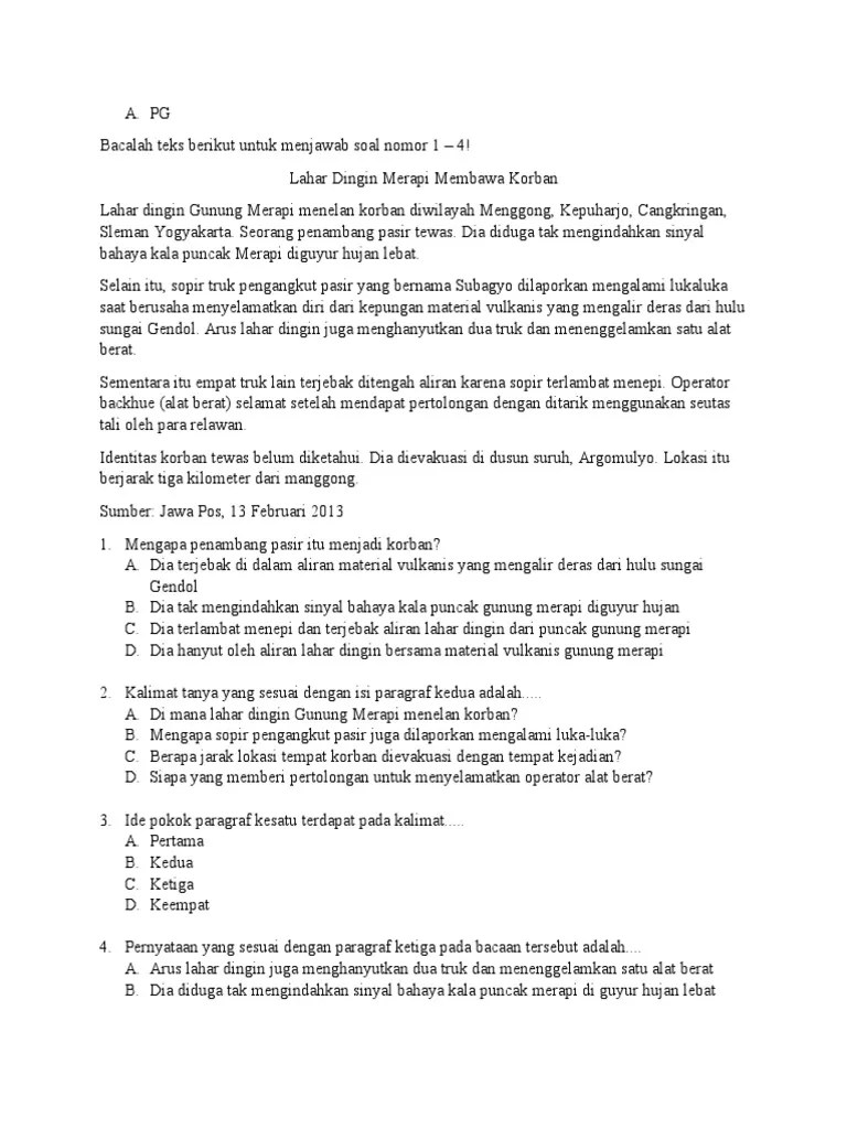 Soal Uas Kelas 6 Bahasa Indonesia | PDF