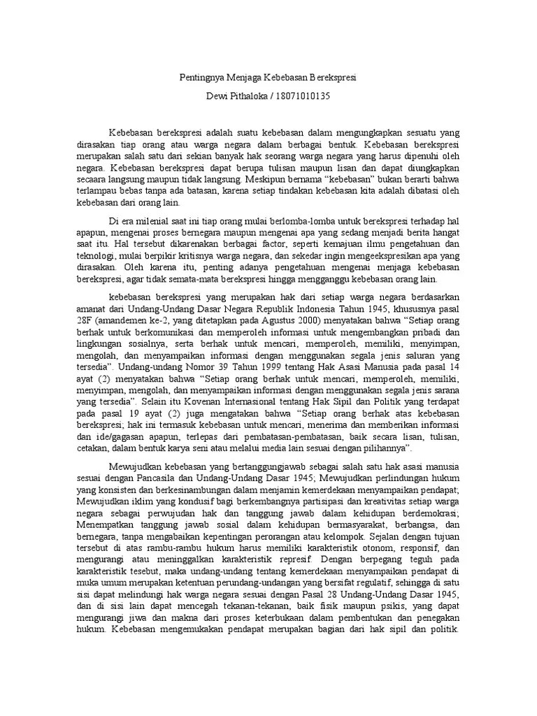 Pentingnya Menjaga Kebebasan Berekspresi | PDF