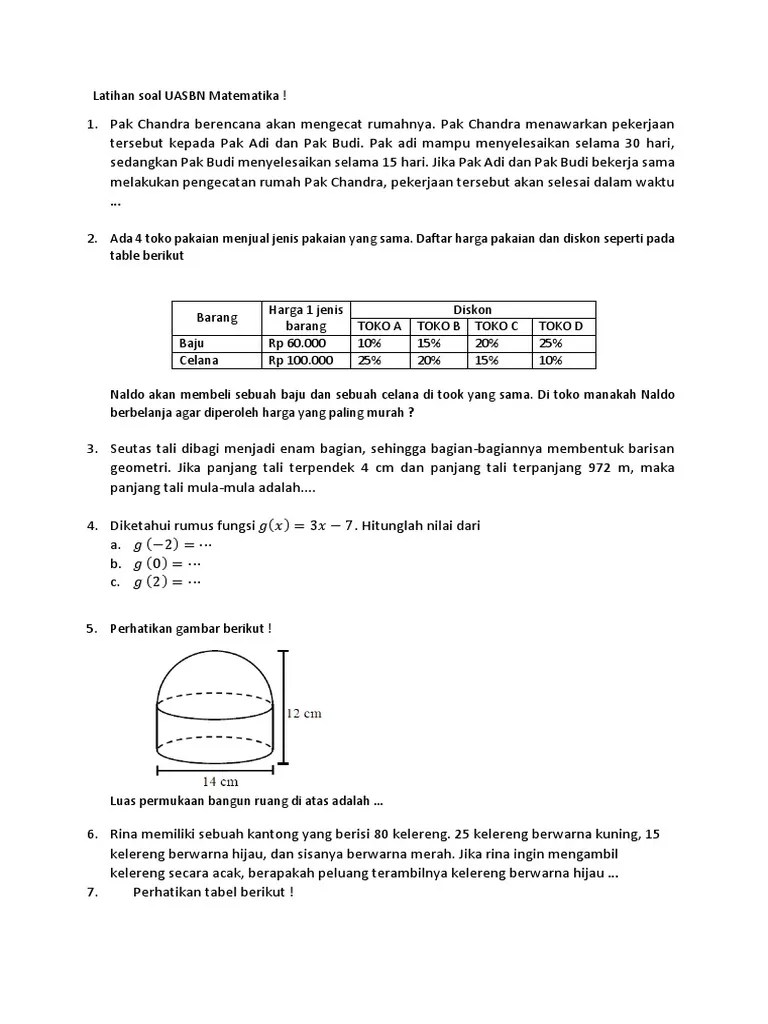 Latihan Soal UASBN Matematika | PDF