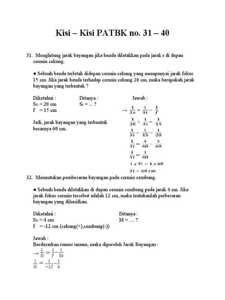 Kisi Kisi PAT Fisika | PDF