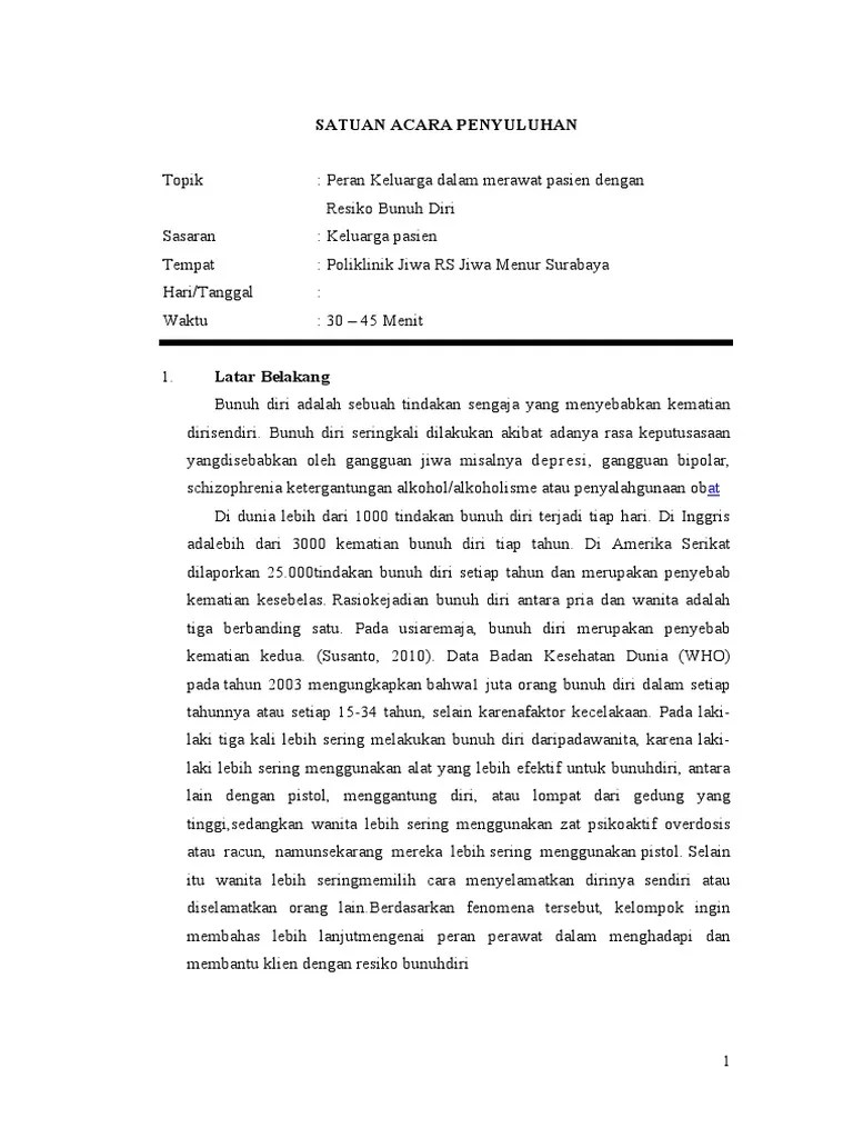 SAP-peran Keluarga Merawat Pasien Bunuh-Diri | PDF