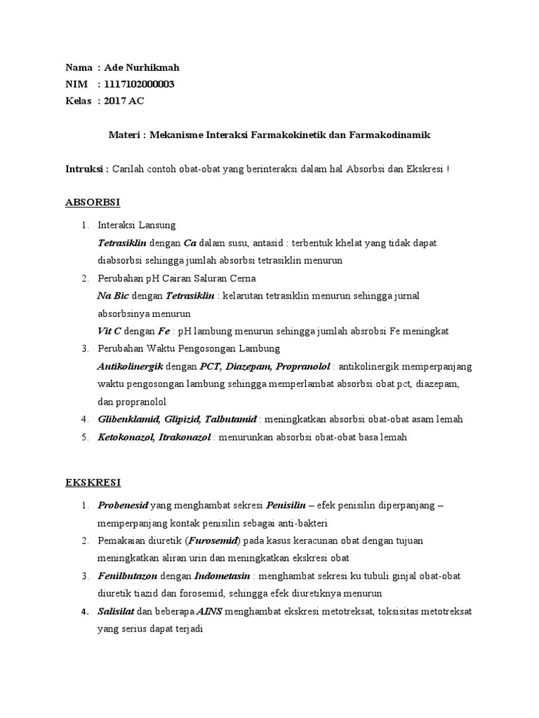 Interaksi Farmakokinetik | PDF