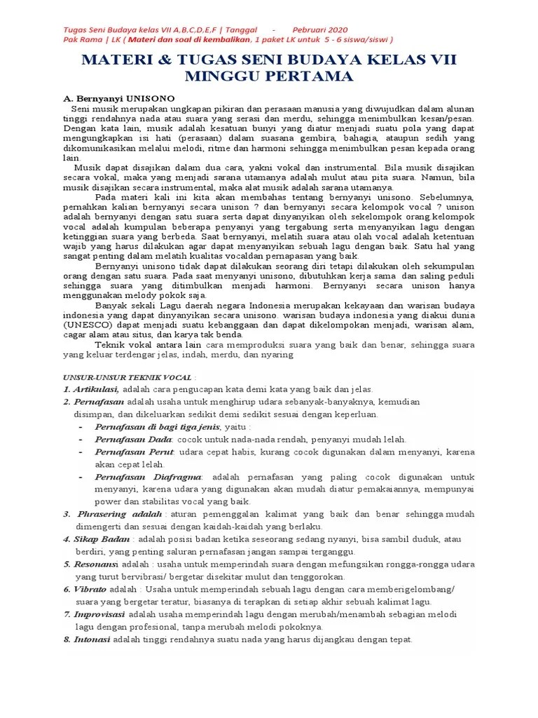 Tugas Seni Budaya 1 Bulan | PDF