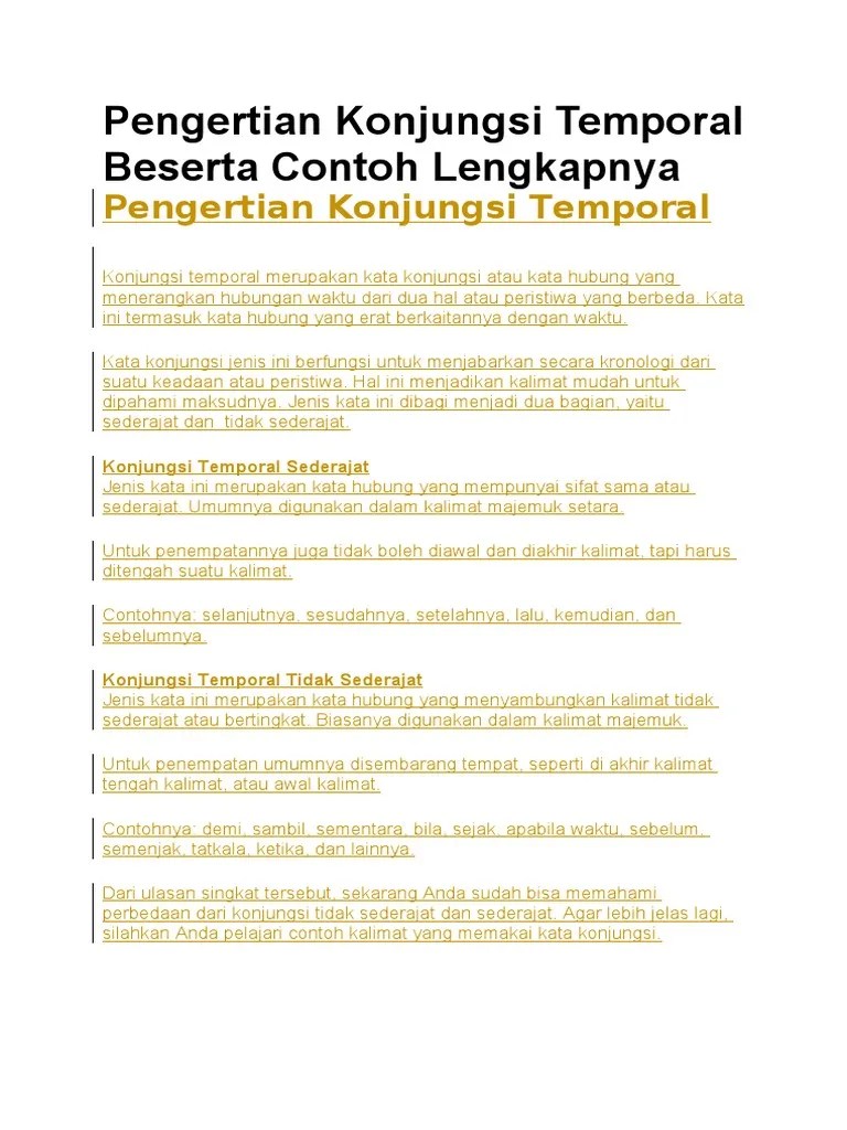 Bahasa Indonesia - Konjungsi Temporal | PDF