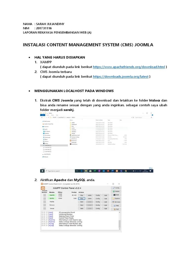 Laporan 1 Instalasi Joomla Sarah Juliandiny PDF | PDF