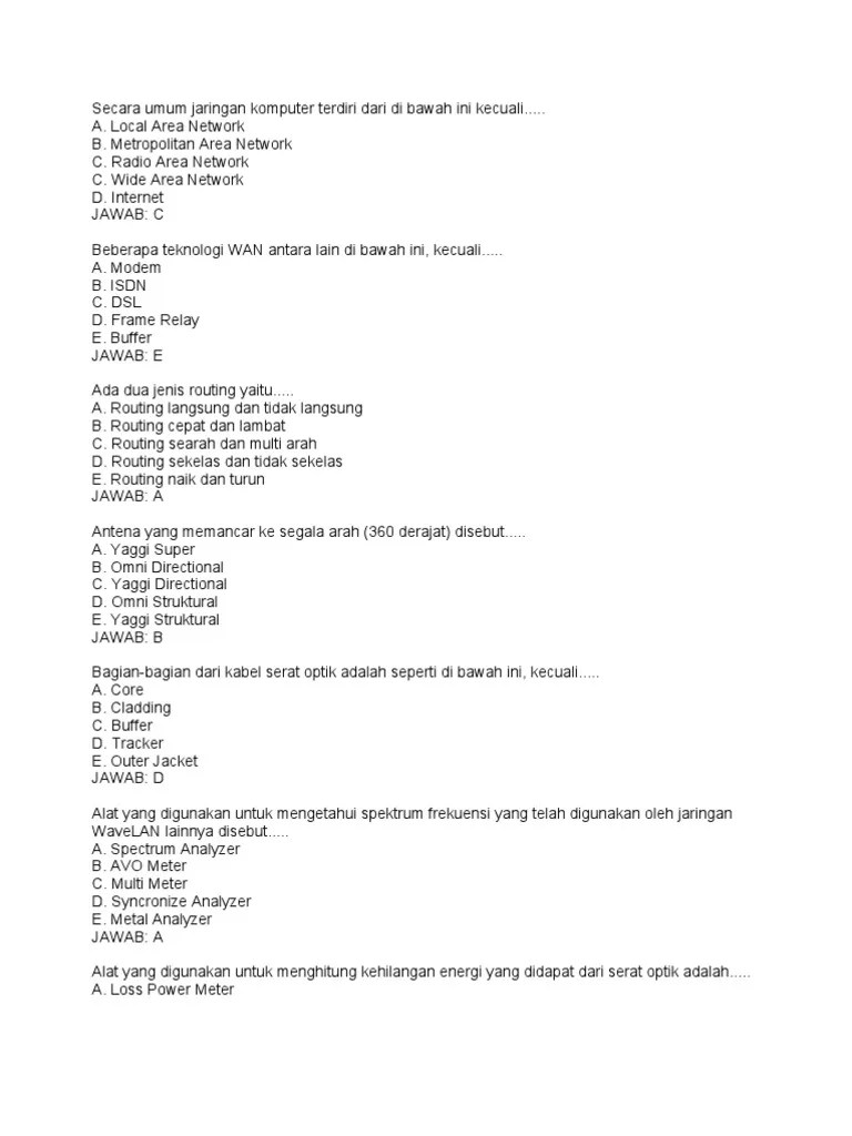 Soal TKJ Kelas 3 | PDF