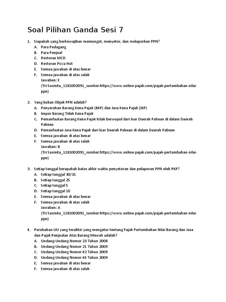 Soal Pilihan Ganda Sesi 7 Kelompok 6 | PDF