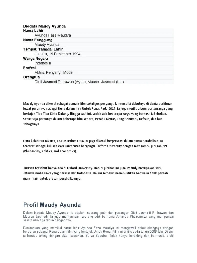 Biodata Maudy Ayunda | PDF