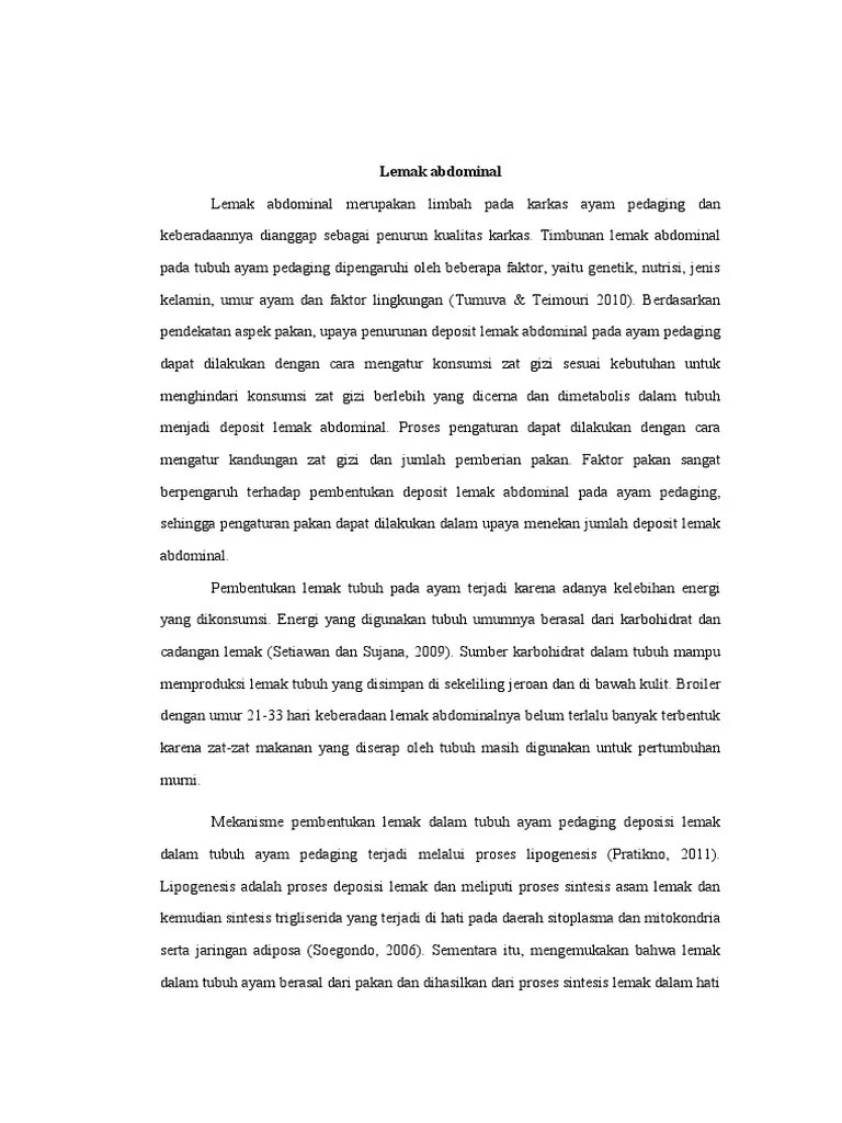 Lemak Abdominal Karkas Ayam Broiler | PDF