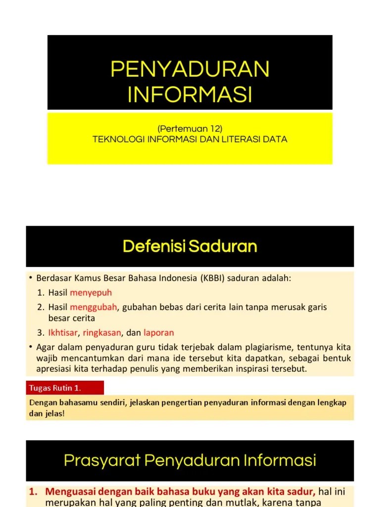 (Pertemuan 12) PENYADURAN INFORMASI PDF | PDF
