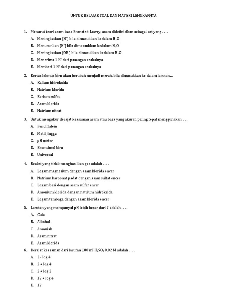 Soal Titrasi Asam-Basa 1