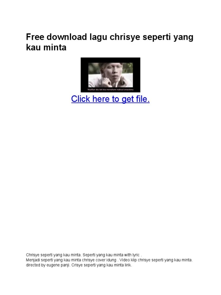 Free Download Lagu Chrisye Seperti Yang Kau Minta | PDF