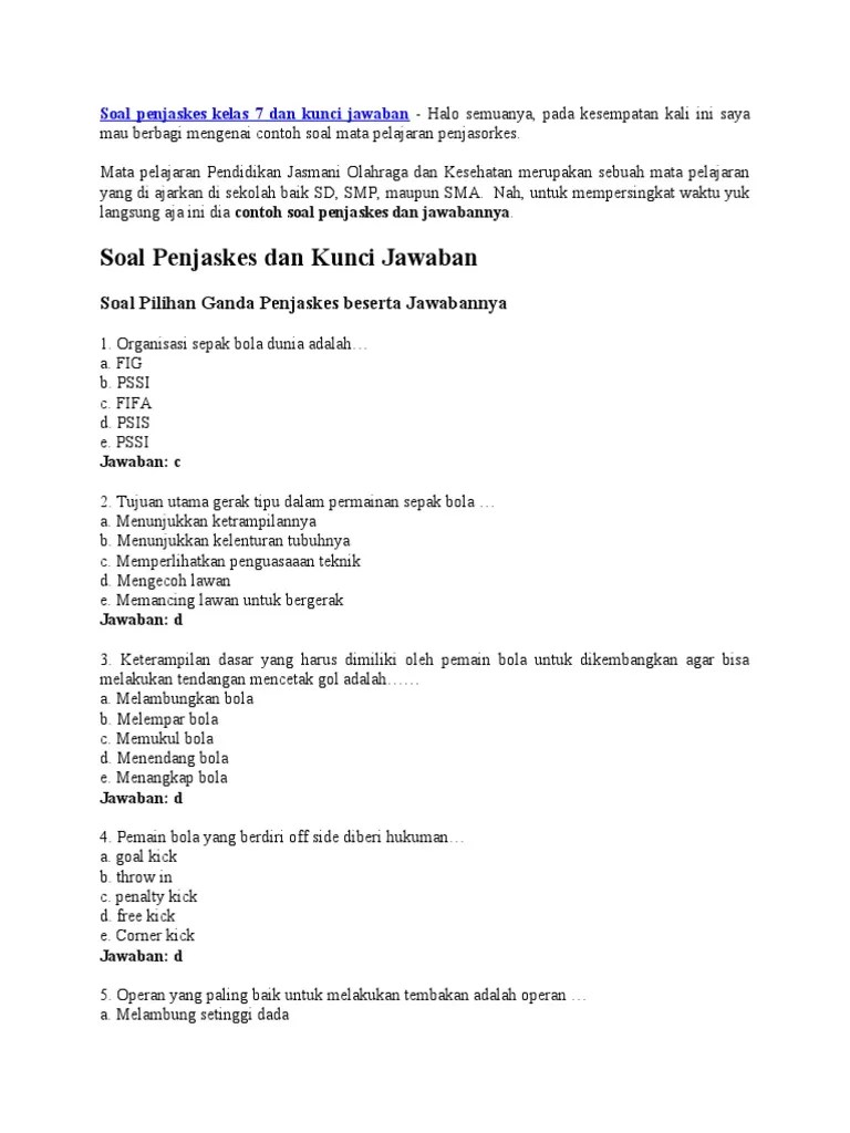 Contoh Soal Pilihan Ganda Tentang Permainan Bola Kecil Beserta Jawabannya