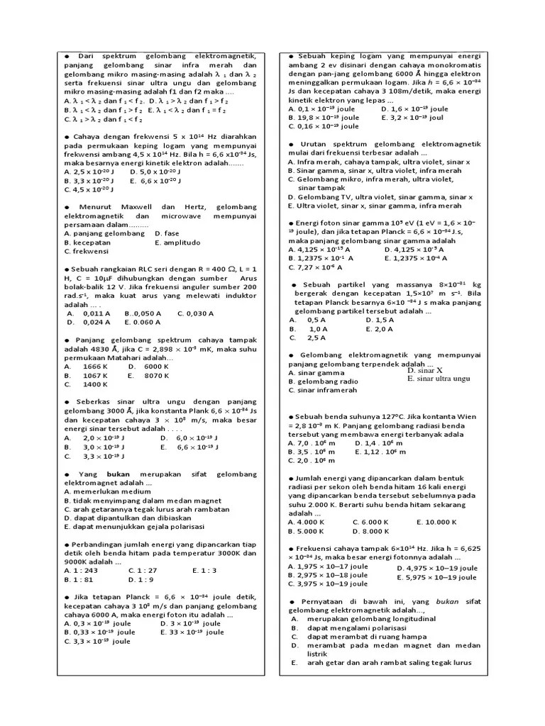 Soal Uh Fismod SMTR2 PDF | PDF