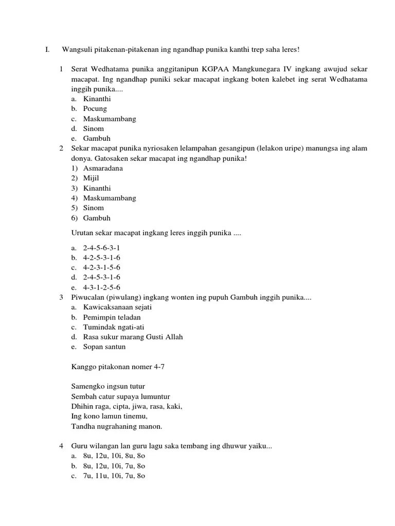 Serat Wedhatama Pupuh Gambuh – Beinyu.com