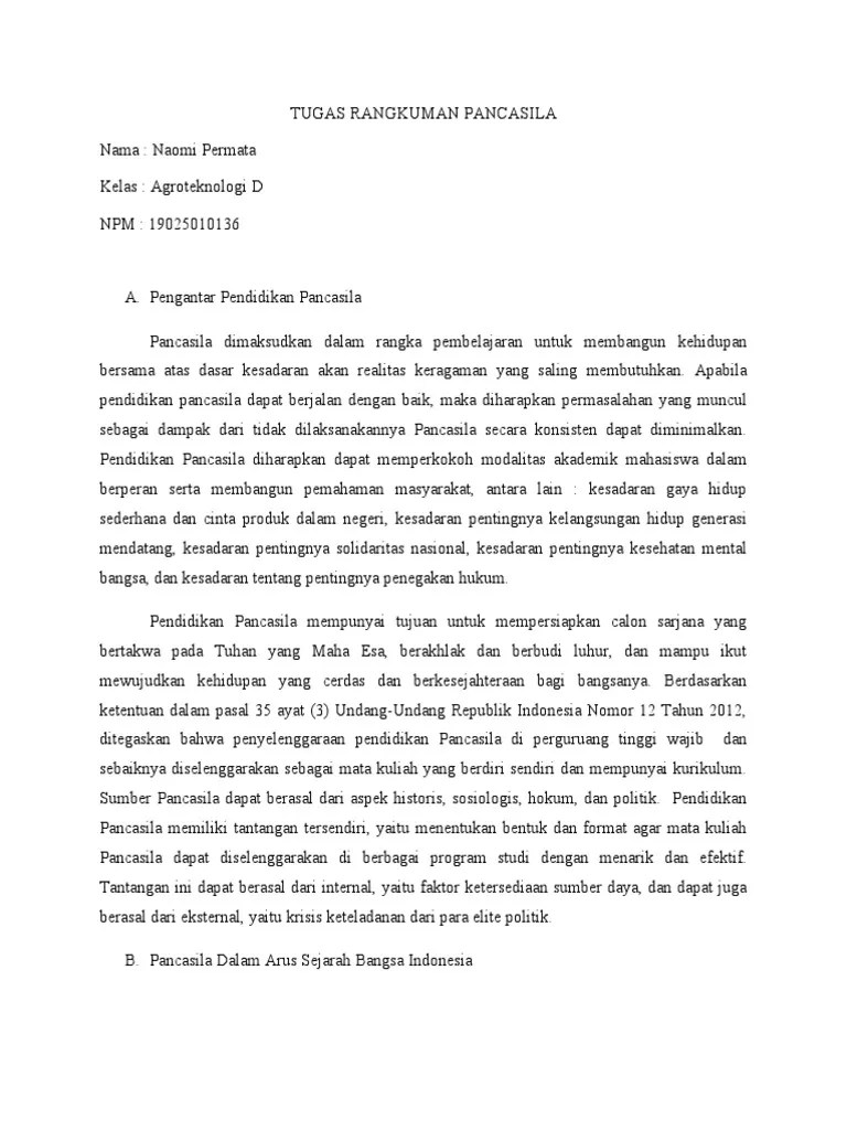 Tugas Rangkuman Pancasila