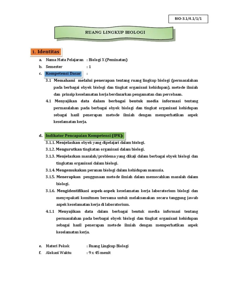 Identitas: Ruang Lingkup Biologi | PDF