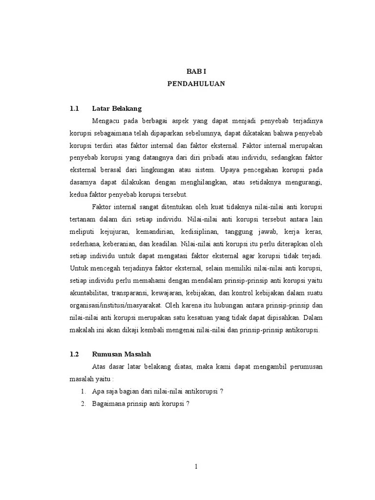 Makalah Nilai Dan Prinsip Anti Korupsi | PDF