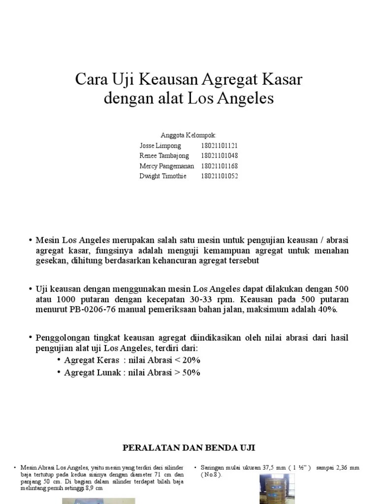 Cara Uji Keausan Agregat Kasar Dengan Alat Los | PDF
