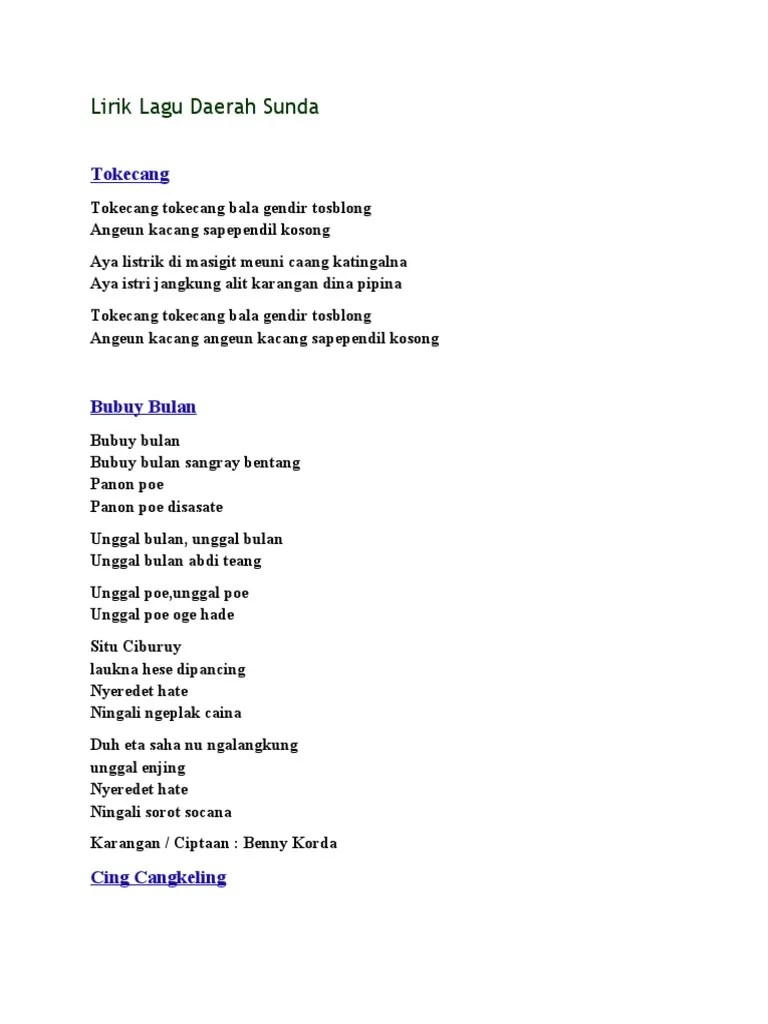 Lirik Lagu Daerah Sunda | PDF