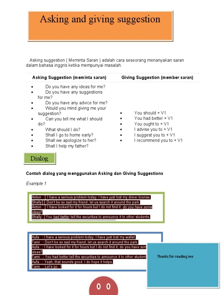 Asking and Giving Suggestion