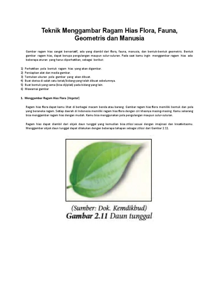 Teknik Menggambar Ragam Hias Flora, Fauna, Geometris Dan Manusia | PDF