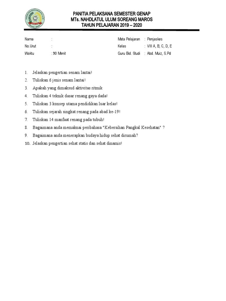 Penjas Kelas 8 (A, B, C, D, E) MTs | PDF