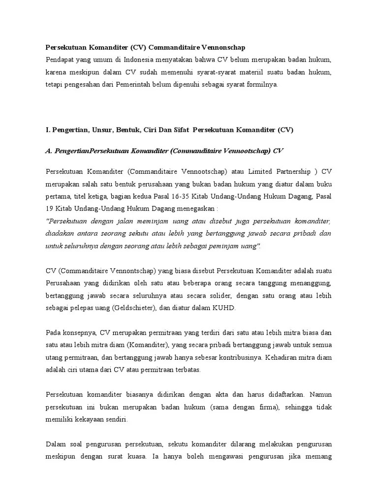 Struktur Organisasi CV | PDF