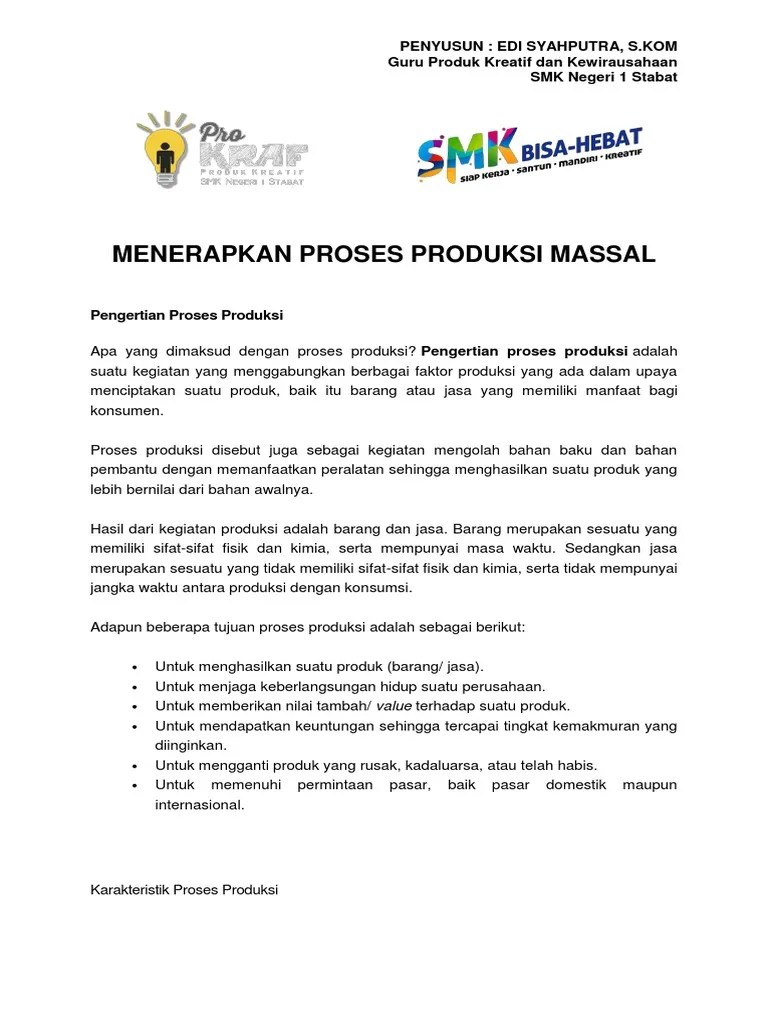 Menerapkan Proses Produksi Massal | PDF