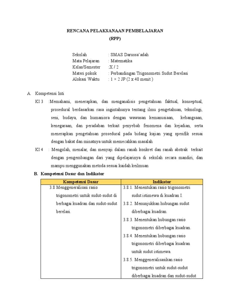 RPP 8 Trigonometri | PDF