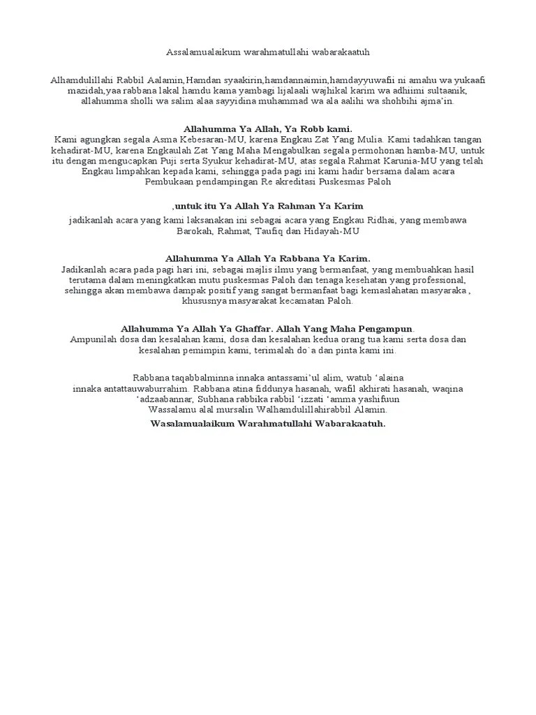 Doa Pembukaan Pendampingan Re Akreditasi | PDF