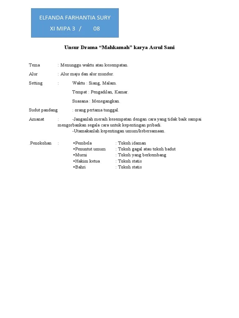 Unsur Drama Mahkamah - Elfan | PDF