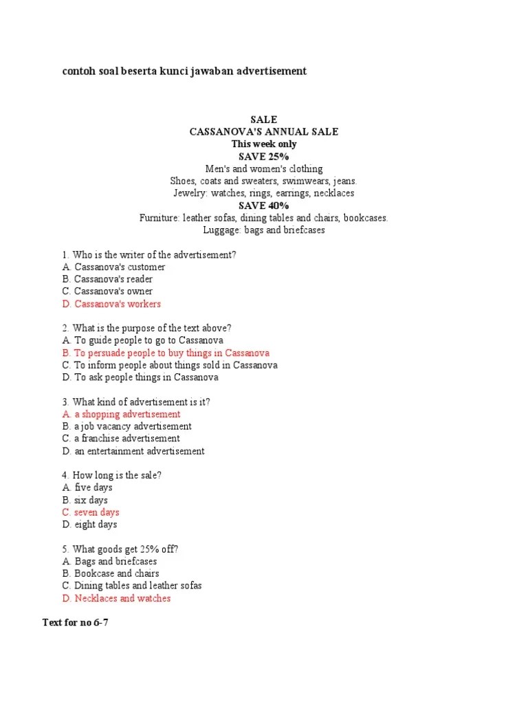 Contoh Soal Beserta Kunci Jawaban Advertisement | PDF | Dictionary | Color