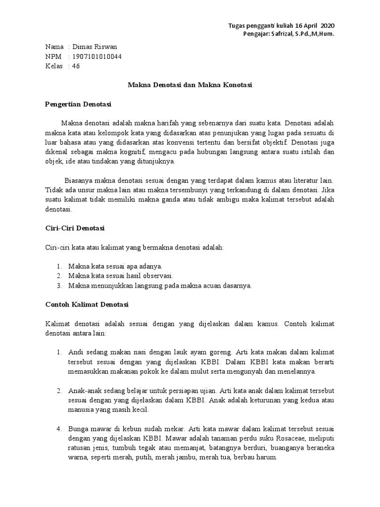 Makna Denotasi Dan Konotasi | PDF