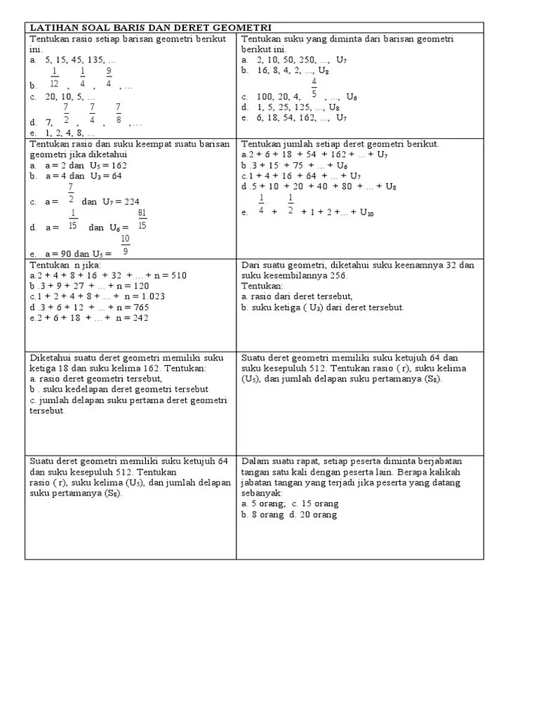 Latihan Soal Baris Dan Deret Geometri | PDF