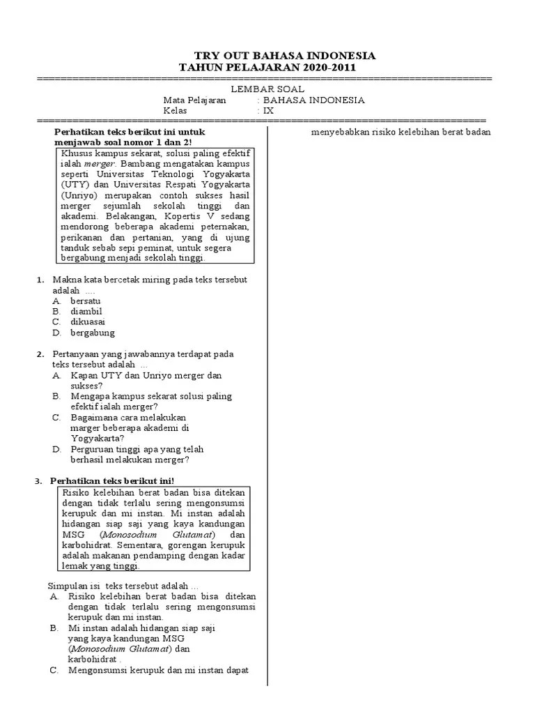 Ucun Bahasa Indonesia Paket B | PDF