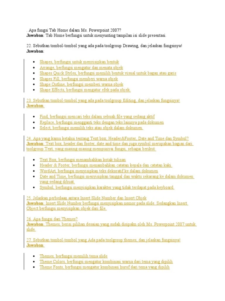 Apa Fungsi Tab Home Dalam Ms | PDF